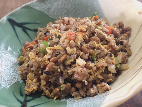 簡単にできる納豆炒飯(十六穀米)